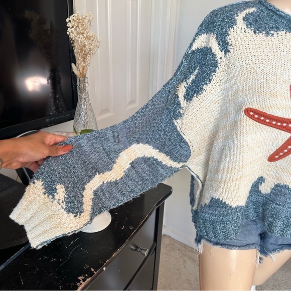 ANTHROPOLOGIE PILCRO PULLOVER LONG SLEEVE CREW NECK ICON SWEATER STARFISH - Picture 7 of 16